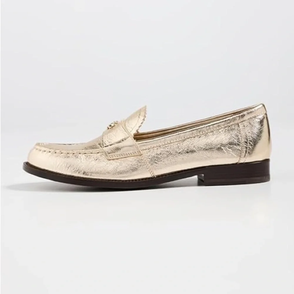 NWT Tory Burch Women’s Metallic Gold Classic Loafers, Color Spark Gold Platinum - Picture 10 of 16